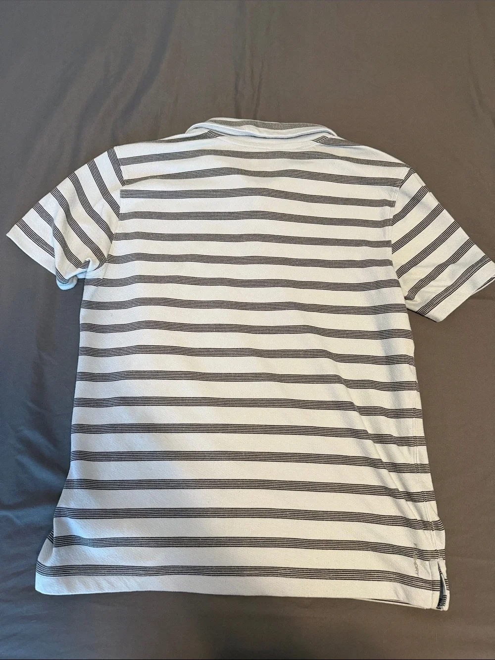 The North Face Men's Light Blue and Black Striped Polo